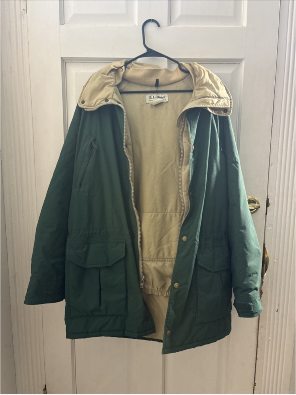 Vintage LL Bean Jacket Men’s Large Green Hooded Maine Warden's Parka USA Coat 80